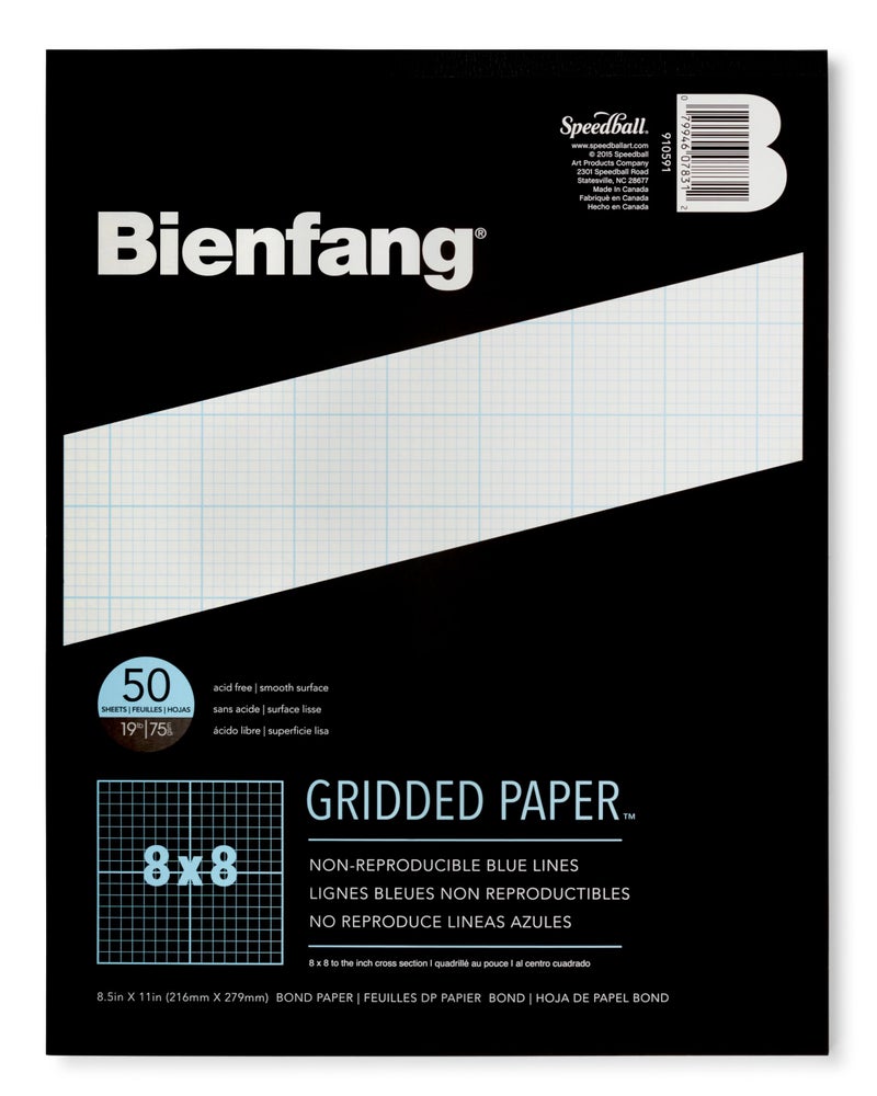 Bienfang Designer Grid Paper Pad, 8x8 Cross Section, 8.5 x 11 inches, 50 Sheets - Image 1